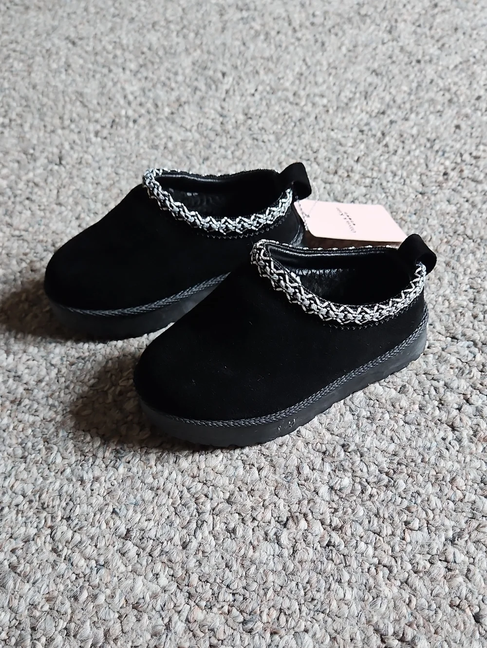 New Olivia& Katr Kids Black Slip-On Shoes with Decorative Trim